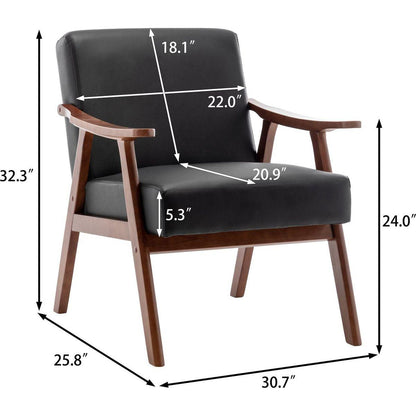 Mid-Century Modern Chair, Living Room Chair with Solid Wood Frame, Accent Chair Extra-Thick Backrest, Wingback Chair for Bedroom, Reading Room, Living Room, Lounge Chair Indoor