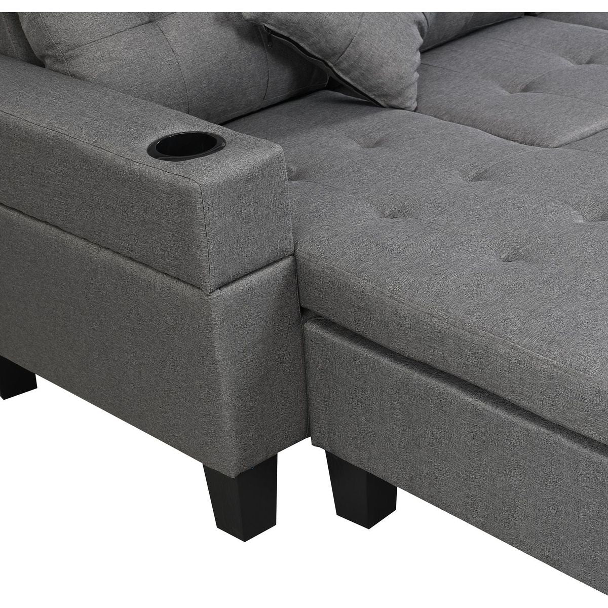 Sectional Sofa Set for Living Room with L Shape Chaise Lounge, cup holder and Left or Right Hand Chaise Modern 4 Seat