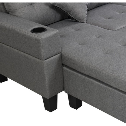 Sectional Sofa Set for Living Room with L Shape Chaise Lounge, cup holder and Left or Right Hand Chaise Modern 4 Seat