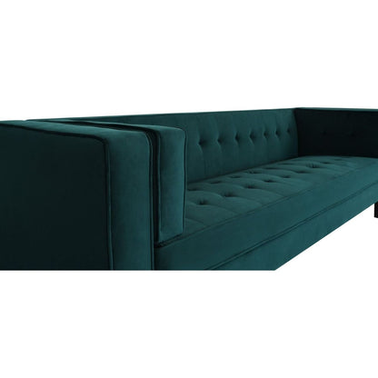 3-Seater Sofa, Upholstered Tufted Coach, Velvet Sofa, Green