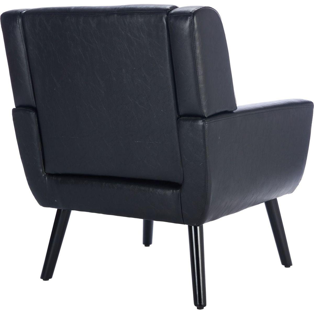 Modern Soft Leather Material Ergonomics Accent Chair Living Room Chair Bedroom Chair Home Chair With Black Legs For Indoor Home-Black PU
