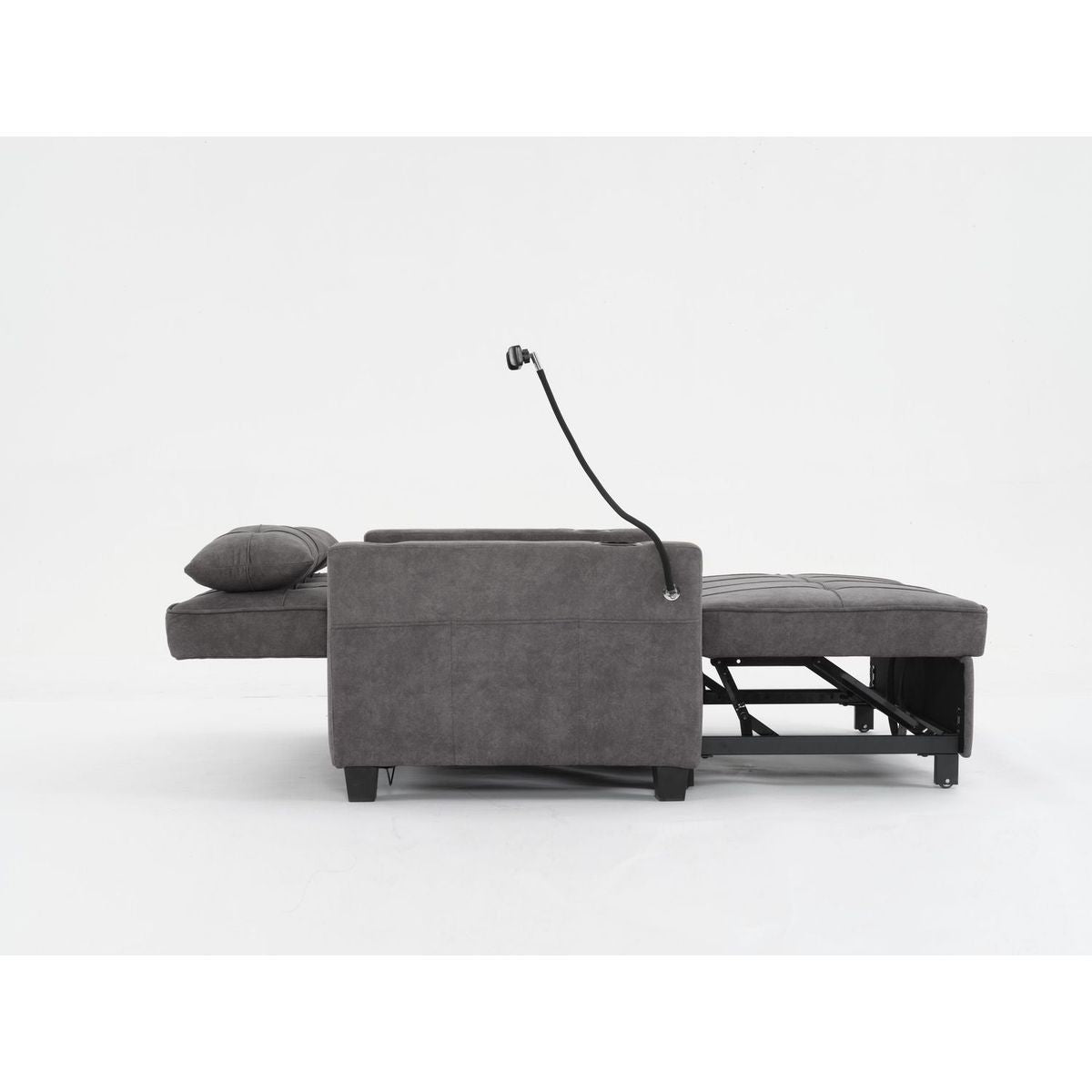 Futon Chair Bed Convertible Chair 3-in-1 Pull Out Sleeper Chair Beds with USB Ports,Wear-resistant and Anti-scratch, Armchair Bed Sleeper for Living Room (Dark Grey Tech cloth)