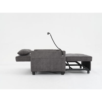 Futon Chair Bed Convertible Chair 3-in-1 Pull Out Sleeper Chair Beds with USB Ports,Wear-resistant and Anti-scratch, Armchair Bed Sleeper for Living Room (Dark Grey Tech cloth)