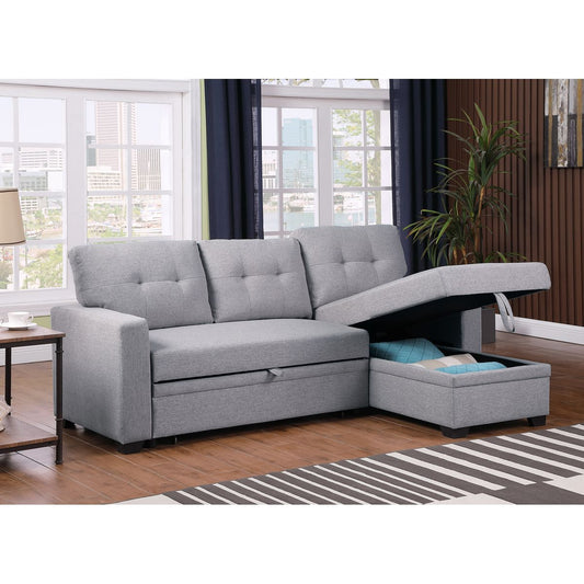 Upholstered Pull out Sectional Sofa with Chaise