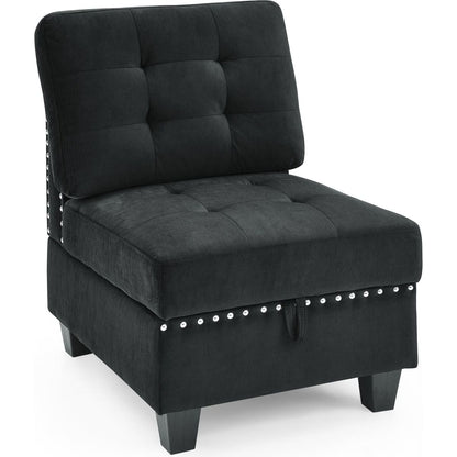 U shape Modular Sectional Sofa,DIY Combination,includes Four Single Chair and Two Corner,Black Velvet.