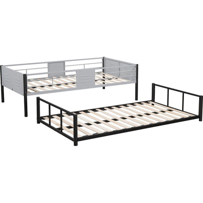 Metal Twin over Twin Bunk Bed with Vent Board/ Heavy-duty Sturdy Metal/ Noise Reduced/ Safety Guardrail/ CPC Certified