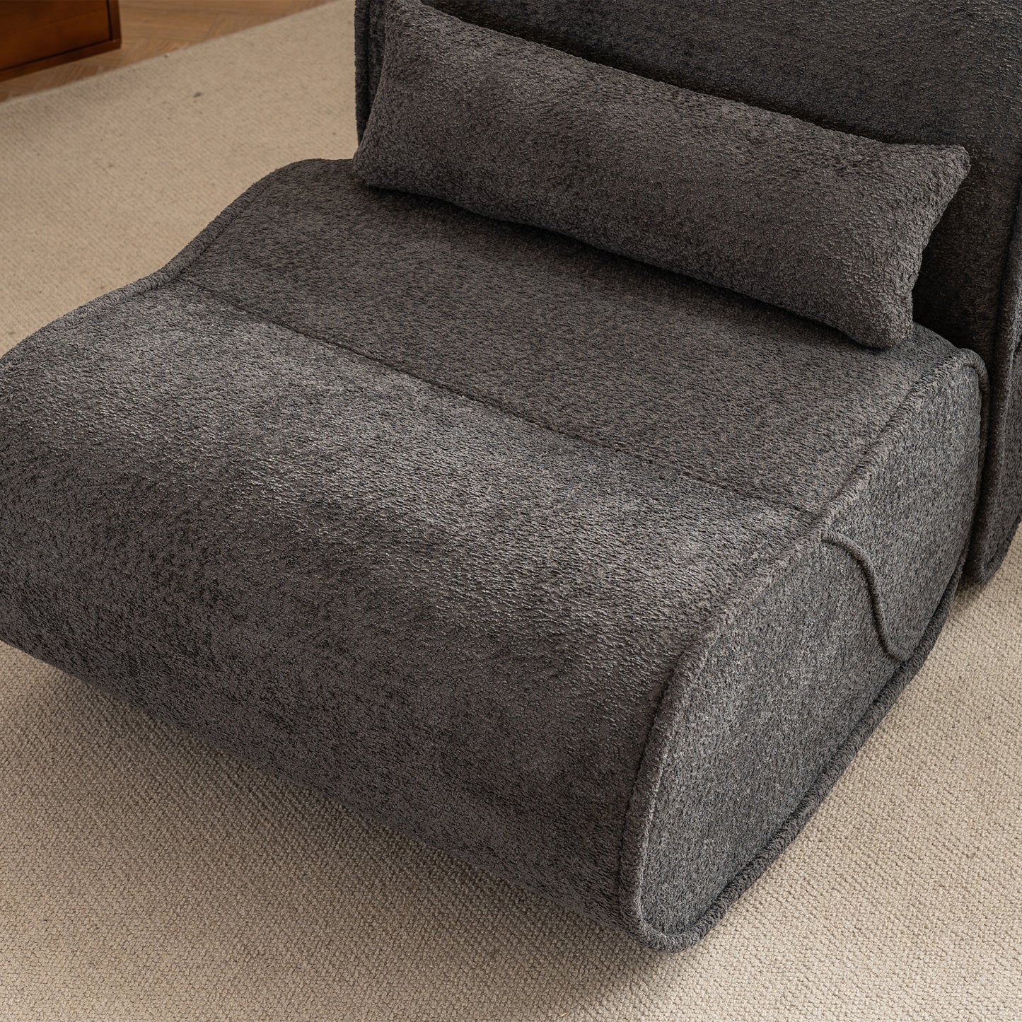 Soft Pellet Velvet Recliner - Comfortable Lounge Chair with Waist Pack Padding, Modern Design, Ideal for Living Room, Bedroom or Office - Dark Gray