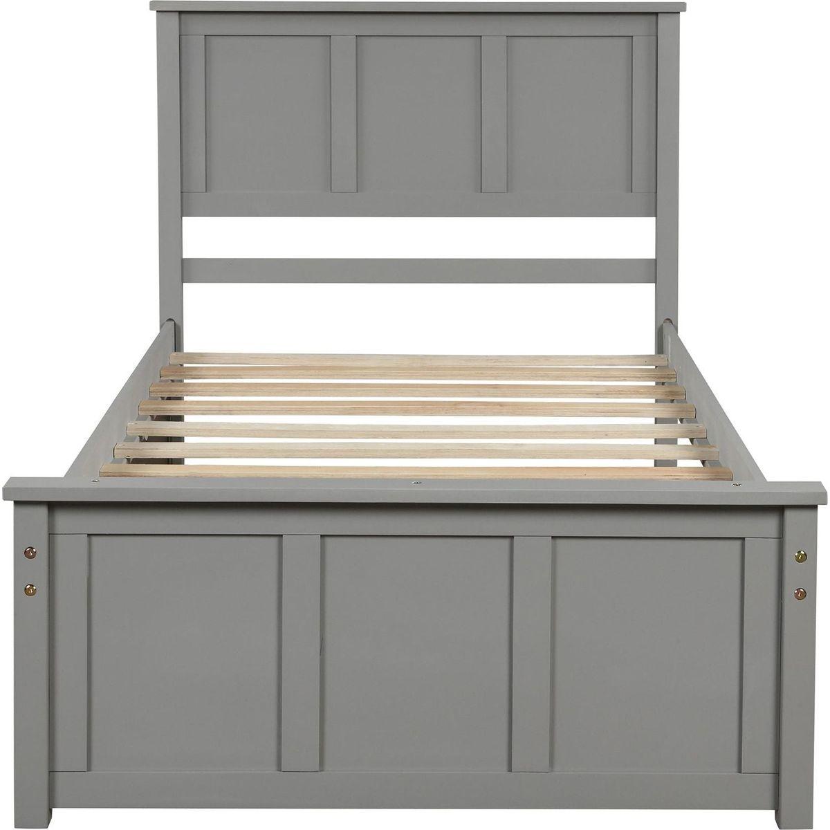 Platform Storage Bed, 2 drawers with wheels, Twin Size Frame, Gray