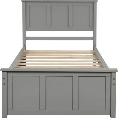 Platform Storage Bed, 2 drawers with wheels, Twin Size Frame, Gray