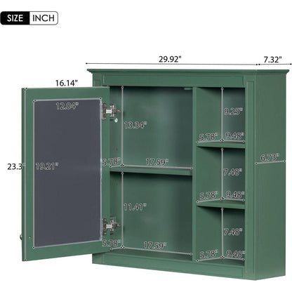 30" x 28" Medicine Cabinet, Wall Mounted Bathroom Storage Cabinet, Modern Bathroom Wall Cabinet with Mirror,Medicine Cabinet, Mirror Cabinet with 3 Open Shelves (Not Include Bathroom Vanity)