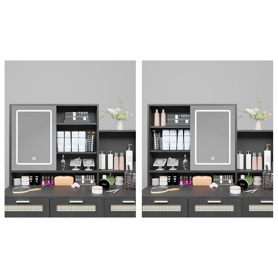 Makeup Vanity with Lights in 3 Colors & Openable Mirror, Vanity Desk with 4 Drawers & 1 Cabinets & Shelves, Vanity Table Rattan Vanity Dresser, for Bedroom