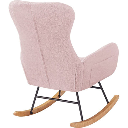 PINK teddy fabric rocking chair