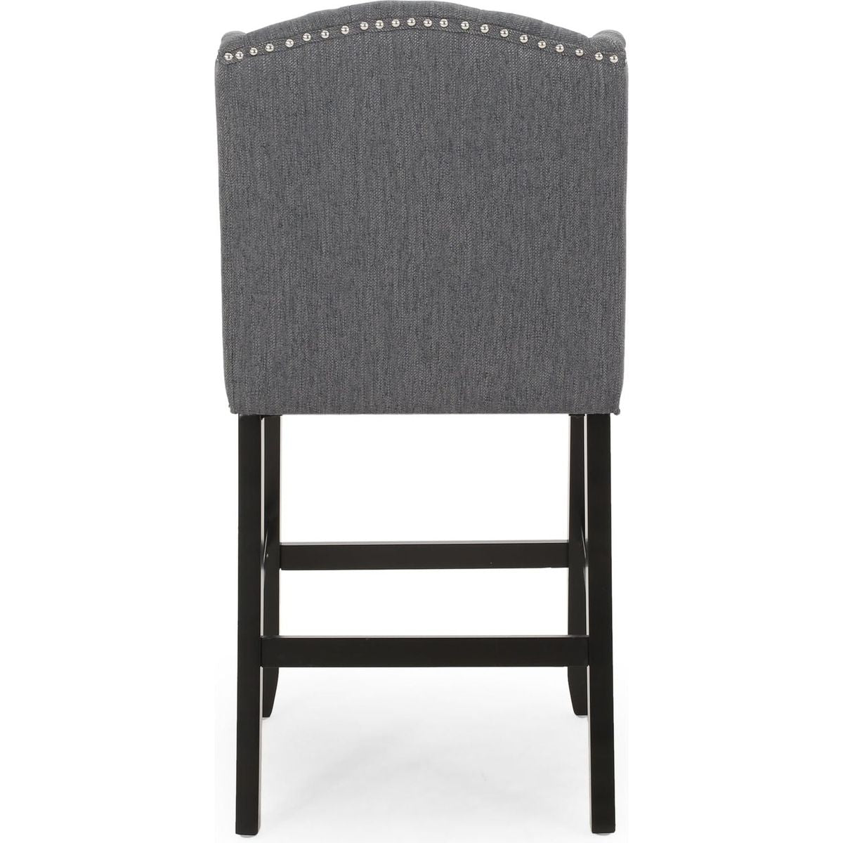 Vienna Contemporary Fabric Tufted Wingback 27 Inch Counter Stools, Set of 2, Charcoal and Dark Brown