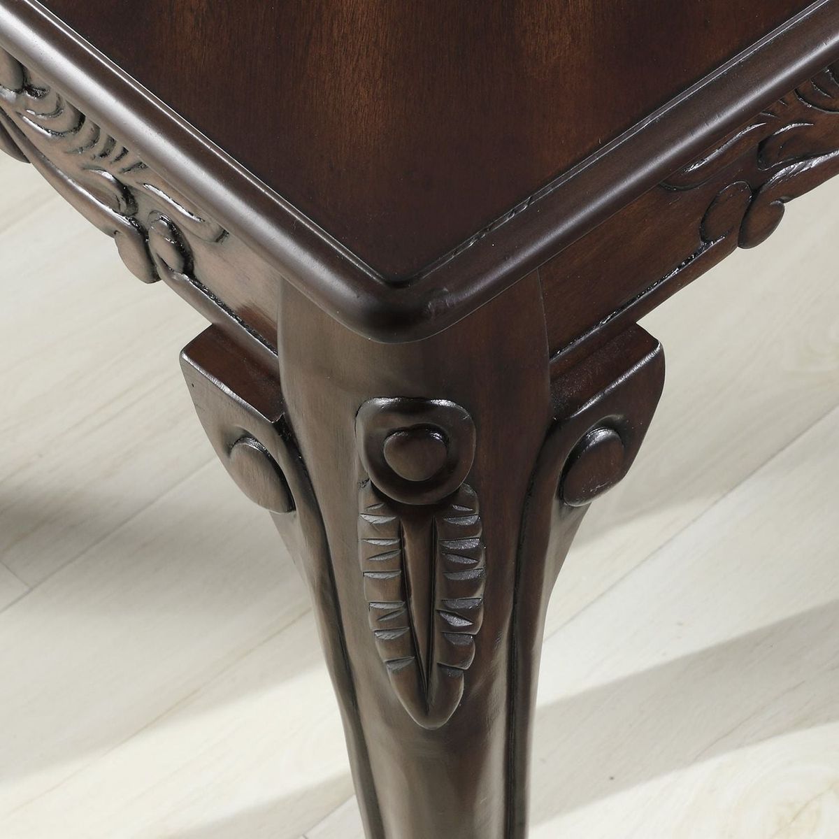 Traditional Ornate Detailing Dark Cherry Finish Wood Coffee Table