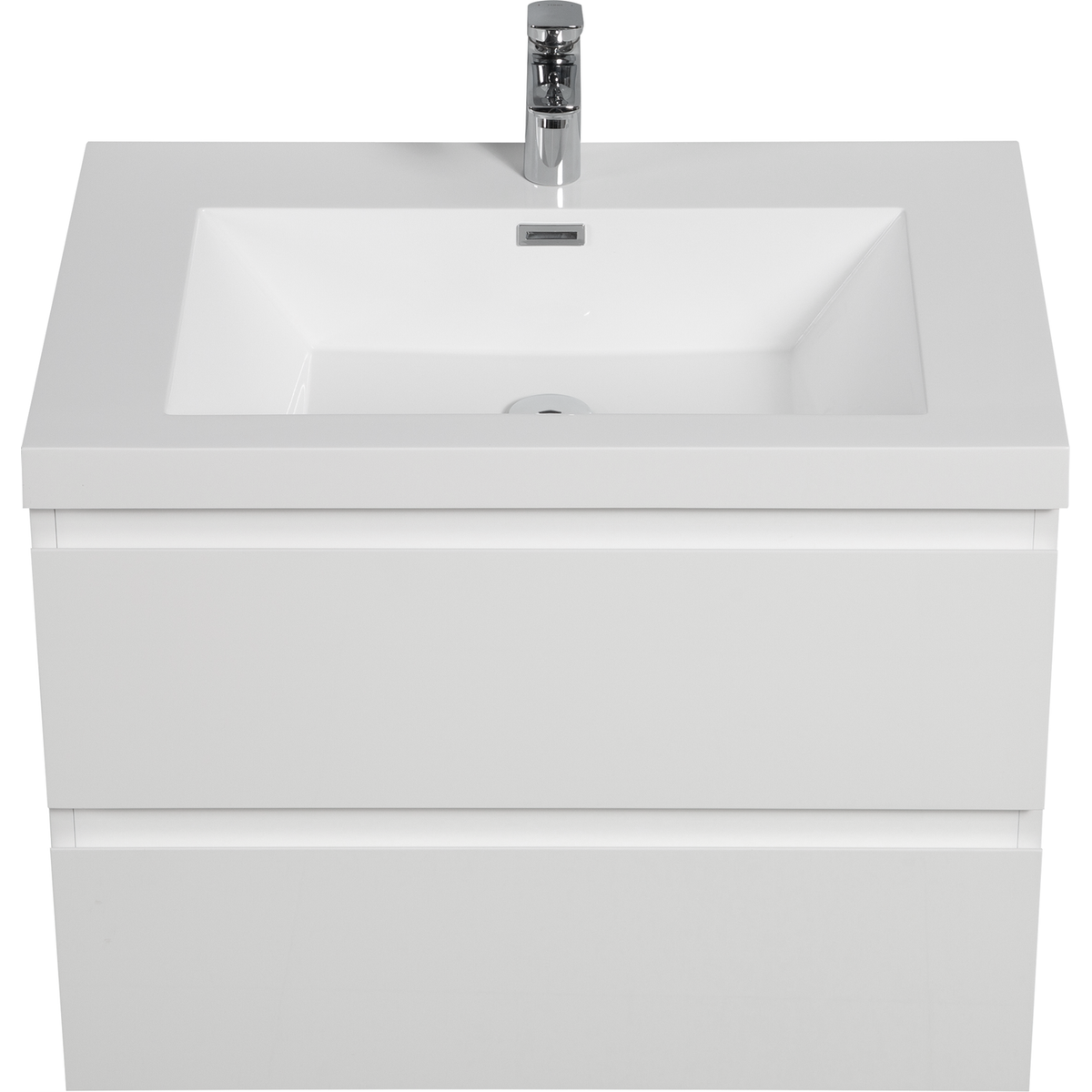 30" Floating Bathroom Vanity with Sink, Modern Wall-Mounted Bathroom Storage Vanity Cabinet with Resin Top Basin and Soft Close Drawers, Glossy White