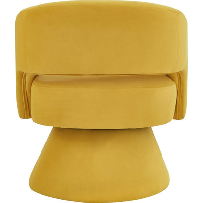 Modern Swivel Barrel Chair, Upholstered Velvet Round Accent Chairs,360 Degree Comfy Swivel Chair with Open Backrest, Single Chair Armchair for Living Room Bedroom, Homerest, Yellow