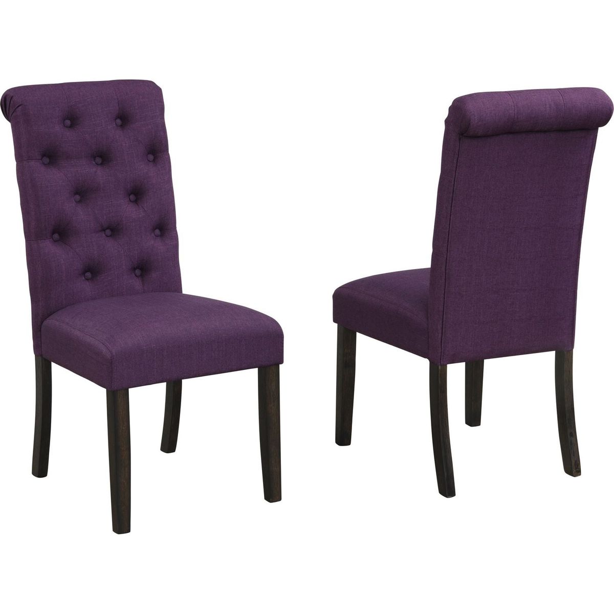 Leviton Solid Wood Tufted Asons Dining Chair, Set of 2, Purple