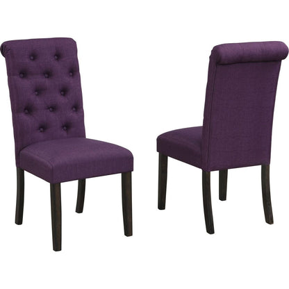 Leviton Solid Wood Tufted Asons Dining Chair, Set of 2, Purple