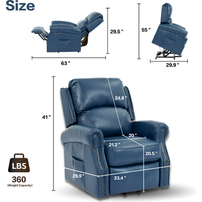 Lehboson Lift Recliner Chair, Electric Power Lift Recliner Chair for Elderly With Eight Points Massage And Heating,(Navy Blue)