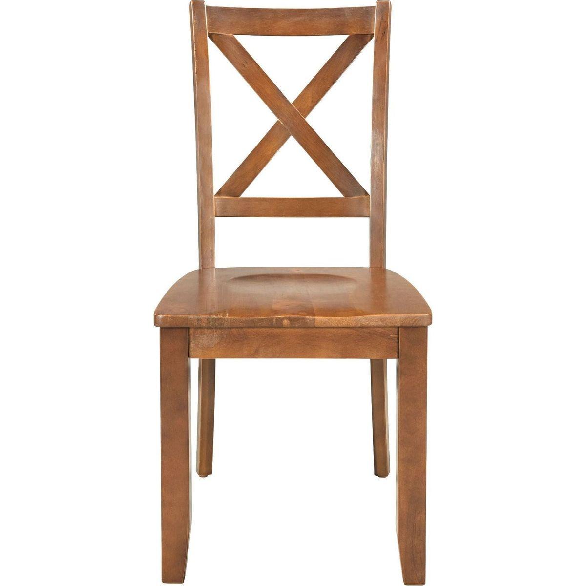 3-Piece Wood Drop Leaf Breakfast Nook Dining Table Set with 2 X-back Chairs for Small Places, Brown