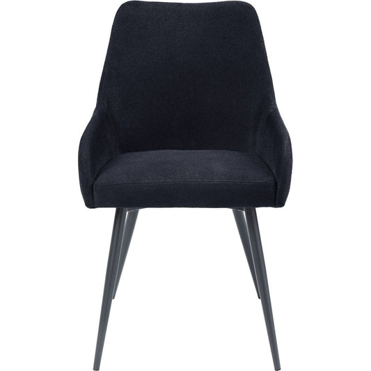 Zudora Side Chair (Set-2), Black Linen & Black Finish