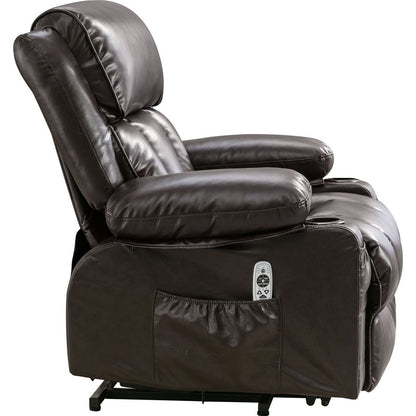 Power Lift Recliner Chair Recliners for Elderly with Heat and Massage Recliner Chair for Living Room with Infinite Position and Side Pocket,USB Charge Port.BROWN