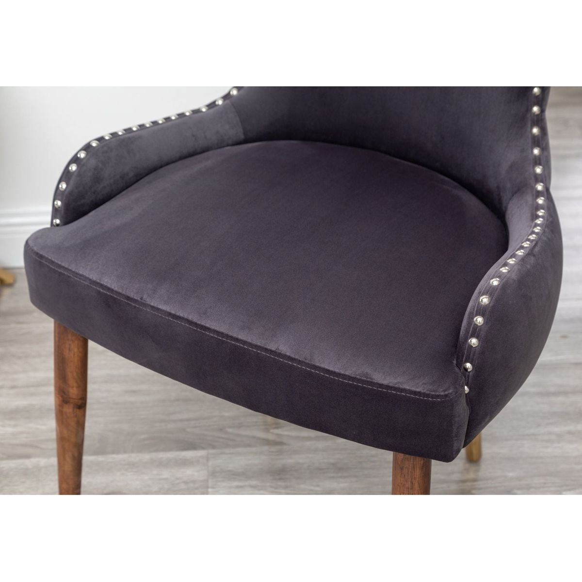 Lindale Contemporary Velvet Upholstered Nailhead Trim Accent Chair, Gray