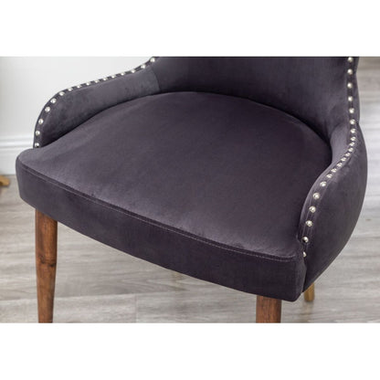 Lindale Contemporary Velvet Upholstered Nailhead Trim Accent Chair, Gray