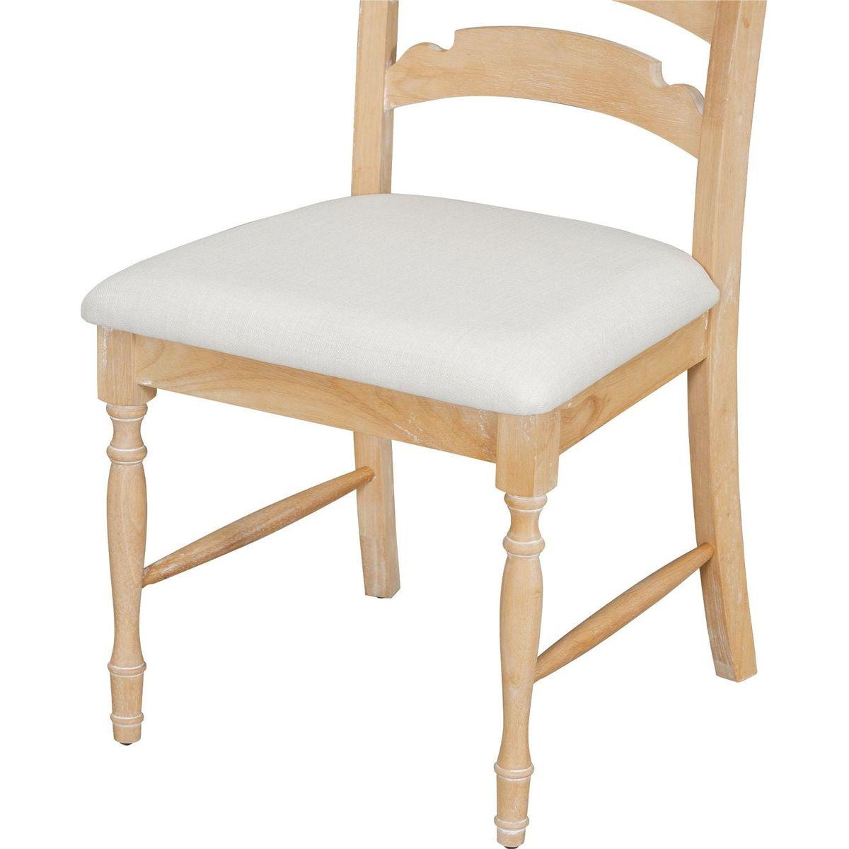 Vintage Traditional 4-Piece Upholstered Dining Chairs, Serrated Dining Backs, Natural