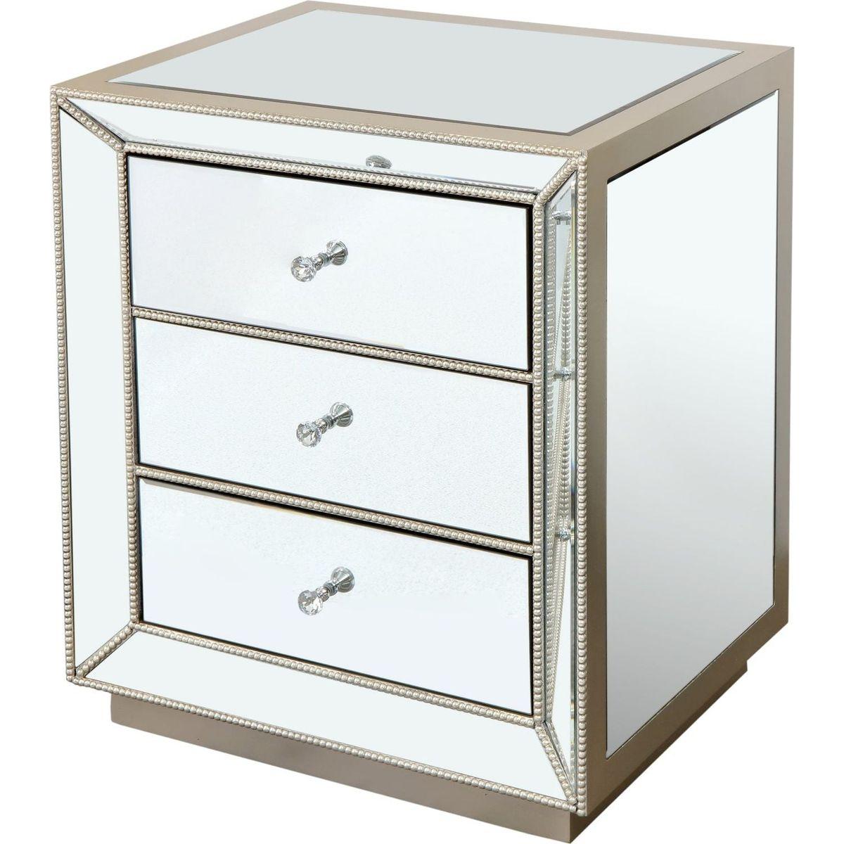 W 22"X D 16 ' X 26.8" Flash silver mirror three drawer cabinet