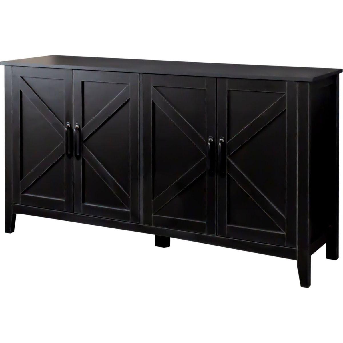 Cabinet with 4 Doors and 4 open shelgves,Freestanding Sideboard Storage Cabinet Entryway Floor Cabinet for Living Room Office Bedroom
