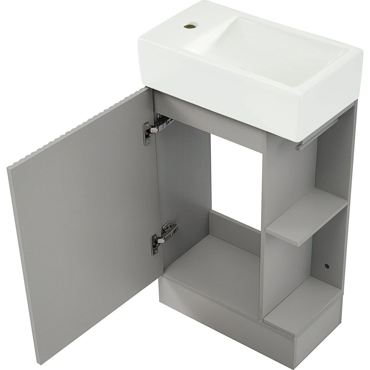 18.6" Bathroom Vanity with Sink, Bathroom Vanity Cabinet with Two-tier Shelf, Left or Right Orientation, Grey