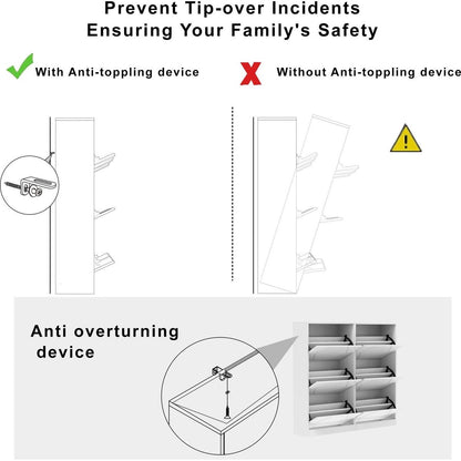 Shoe Storage Cabinet for Entryway, 6 Tiers Shoe Organizer with Carved Panels, Carving Shoe Closet,Vertical Shoe Cabinet for Front Door Entrance,Outdoor,Symmetric Design+White Finish