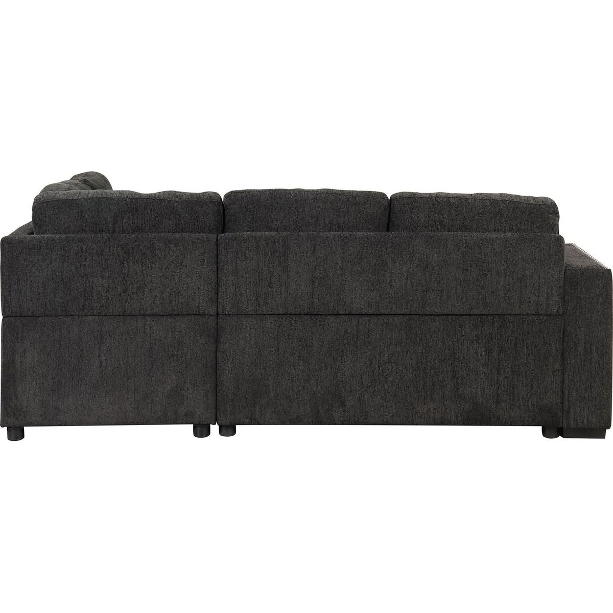 83.8" Reversible Sectional Pull-Out Sofa Bed L-Shaped Corner Sofa Couch with Storage Chaise, USB Ports, Power Sockets, Cup Holder for Living Room, Bedroom, Study, Black