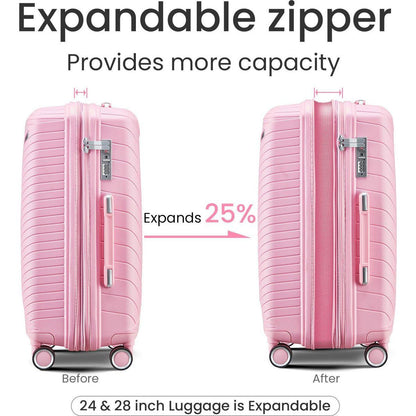Luggage Sets 4 Piece(14/20/24/28), Expandable Lightweight Suitcase with 4 Double 360 Degrees Mute Spinner Wheels PP Materials Durable TSA Lock Travel Luggage