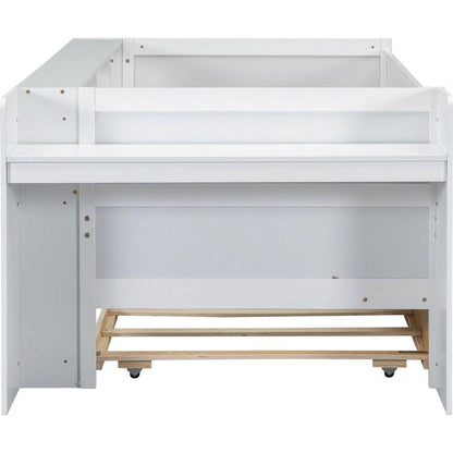 Multi-Functional Twin Daybed with Drawers and Trundle, Headboard Storage and Tables, USB Charging Station, White