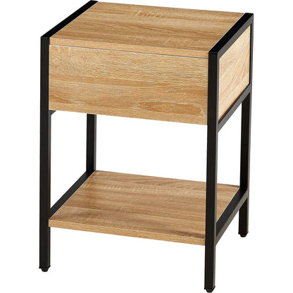 15.74" Rattan End table with drawer, Modern nightstand, metal legs,side table for living room, bedroom,natural(1 pc)