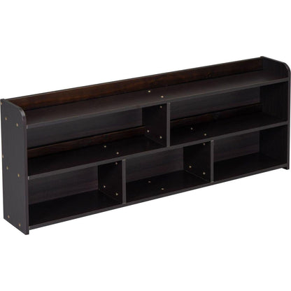 Full Bed with Bookcase Headboard, Under bed Storage Drawers and Bed End Storage Case,Espresso