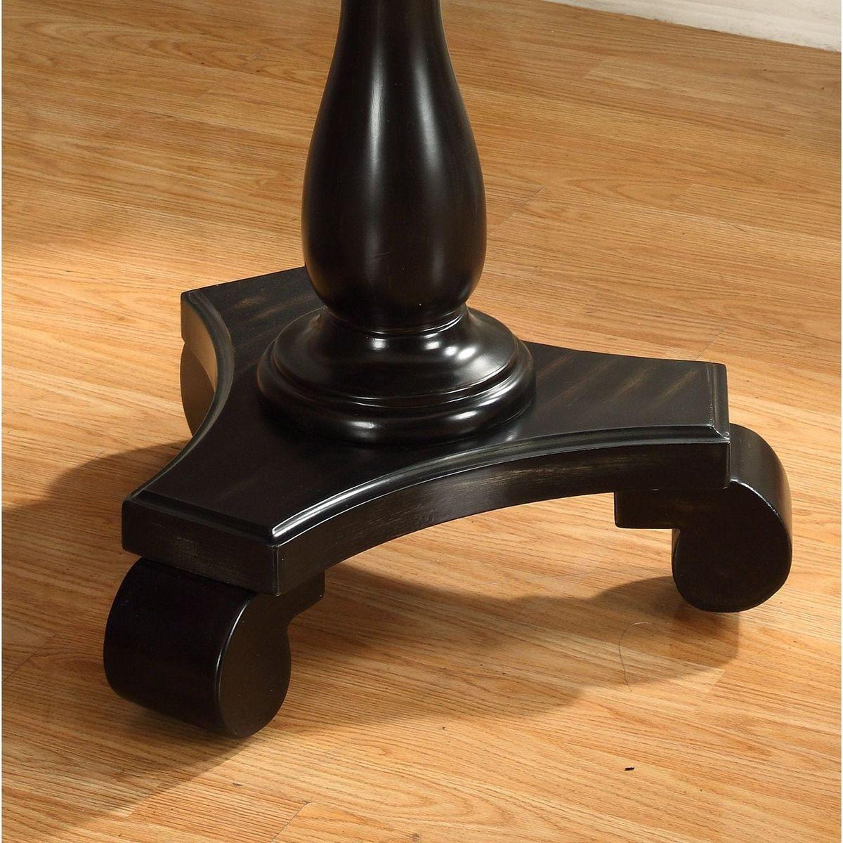 Rene Round Wood Pedestal Side Table, Black