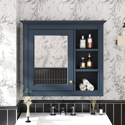 30" x 28" Medicine Cabinet, Wall Mounted Bathroom Storage Cabinet, Modern Bathroom Wall Cabinet with Mirror,Medicine Cabinet, Mirror Cabinet with 3 Open Shelves (Not Include Bathroom Vanity)