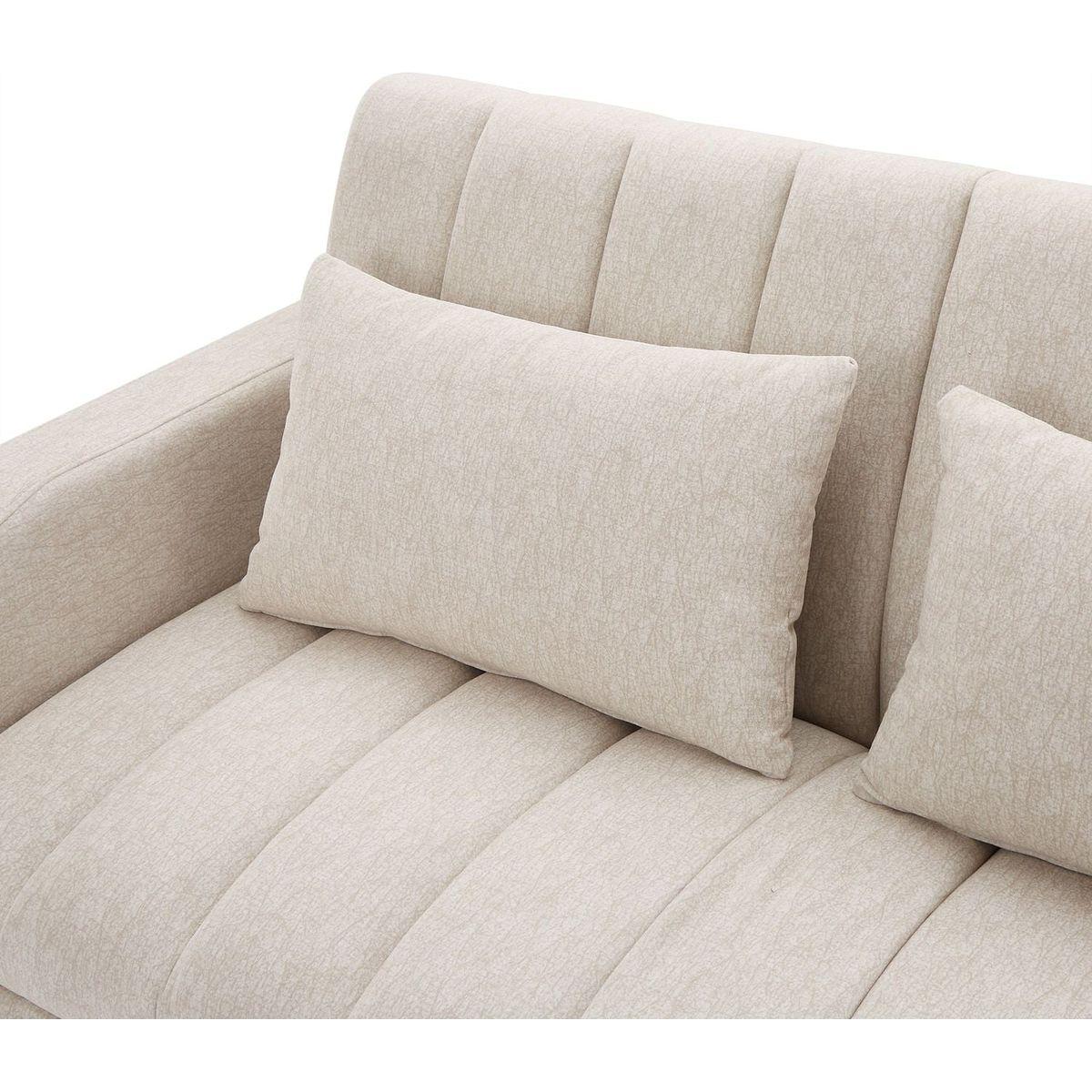 55.9" Convertible Sofa Bed Loveseat Sofa with Three USB Ports, Two Side Pockets, Two Cup Holders and 360Swivel Phone Holder for Living Room, Beige