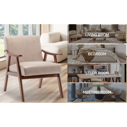 Mid-Century Modern Chair, Living Room Chair with Solid Wood Frame, Accent Chair Extra-Thick Backrest, Wingback Chair for Bedroom, Reading Room, Living Room, Lounge Chair Indoor