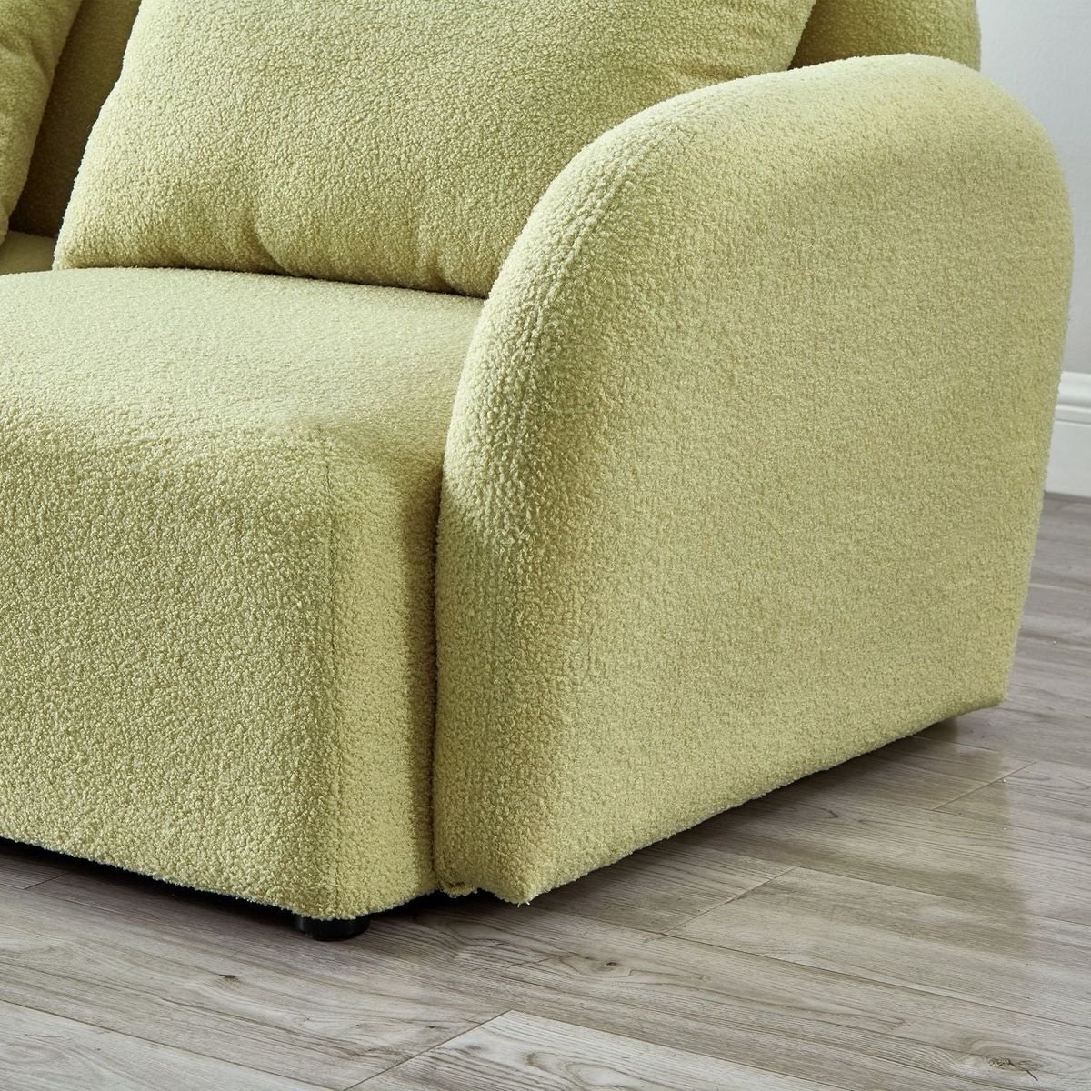 Living Room Furniture Lazy Sofa Chair Teddy Fabric Light Green