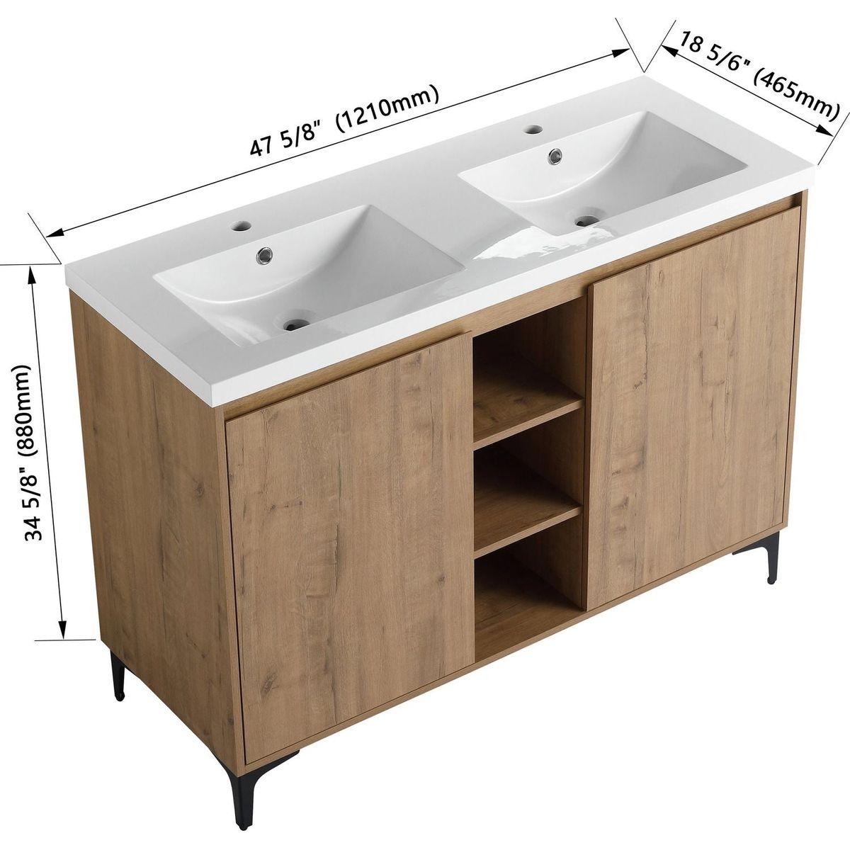 48" Freestanding Bathroom Vanity With Double Sink, Soft Closing Door Hinge (KD-Package)G