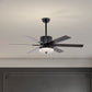 52 Inch Indoor Modern LED Ceiling Fan with Light and Remote Control, Reversible 5 Blades, Reversible Motor - (Matte Black)