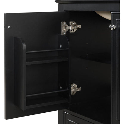 30" Bathroom Vanity with Sink Combo, Multi-functional Bathroom Cabinet with Doors and Drawer, Solid Wood and MDF Board, Black