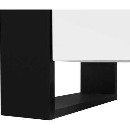 Modern TV Stand with 34.2" Non-heating Electric Fireplace, High Gloss Entertainment Center with 2 Cabinets, Media Console for TVs up to 78", White