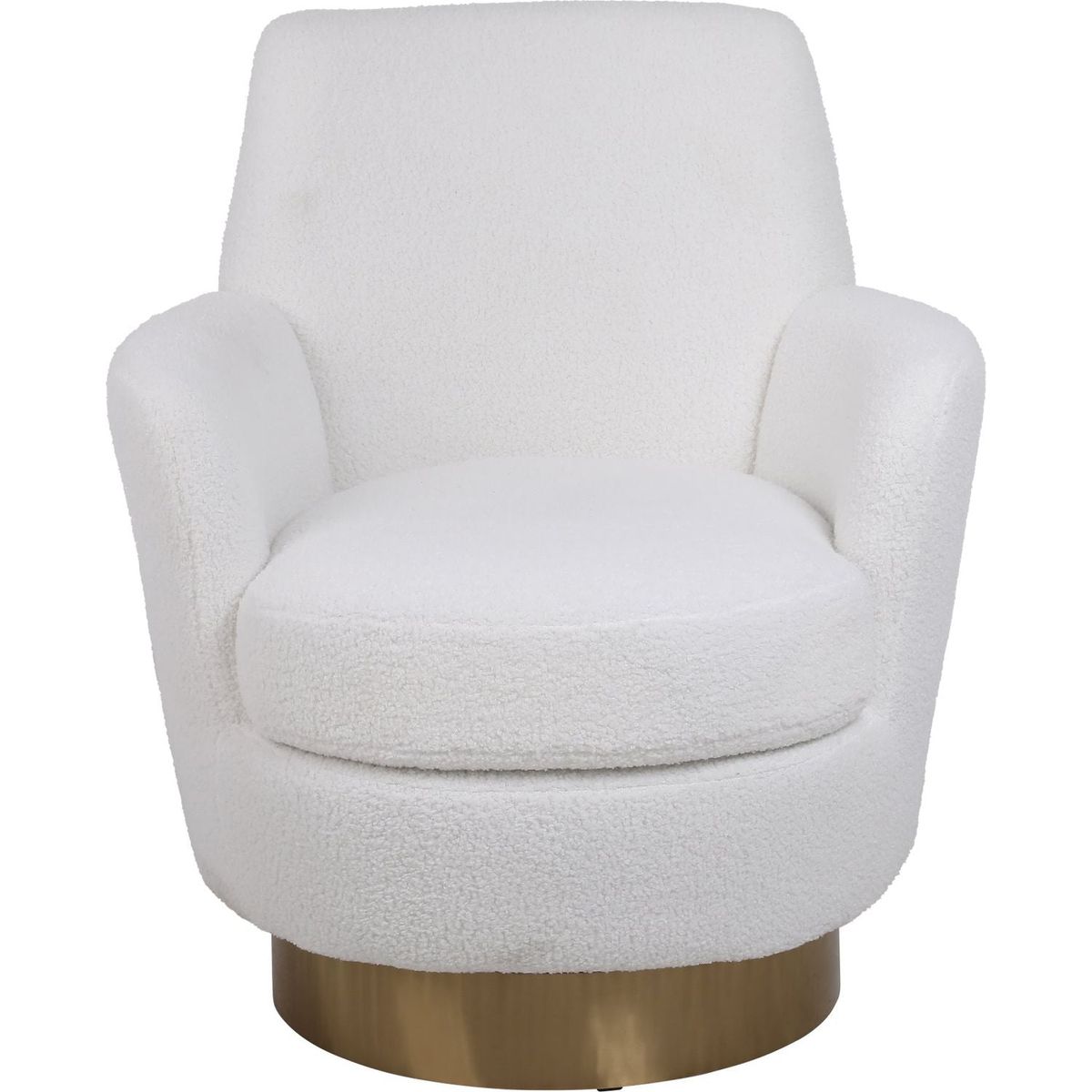 Teddy Swivel Barrel Chair, Swivel Accent Chairs Armchair for Living Room, Reading Chairs for Bedroom Comfy, Round Barrel Chairs with Gold Stainless Steel Base (Ivory)