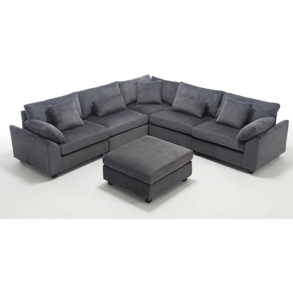 {NEW ARRIVAL} Oversized Modular Sectional Sofa Couches Set,Corduroy Upholstered Deep Seat Comfy Sofa for Living Room,Dark Gray