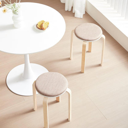 Set of 4 Stackable Stools, Round Backless Chairs for Dining Room, Kitchen, Classroom(Coffee color) - Streamdale Furniture